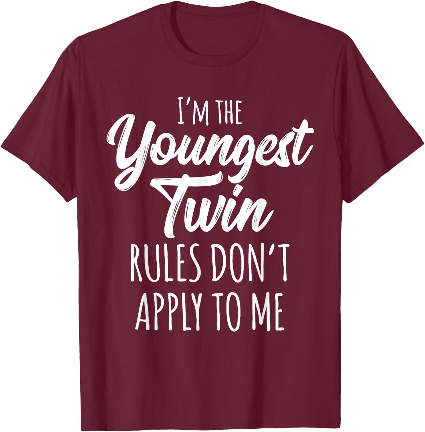 Twins Matching Shirt Birthday Siblings Youngest Twin T-Shirt - T-Shirt | Maroon