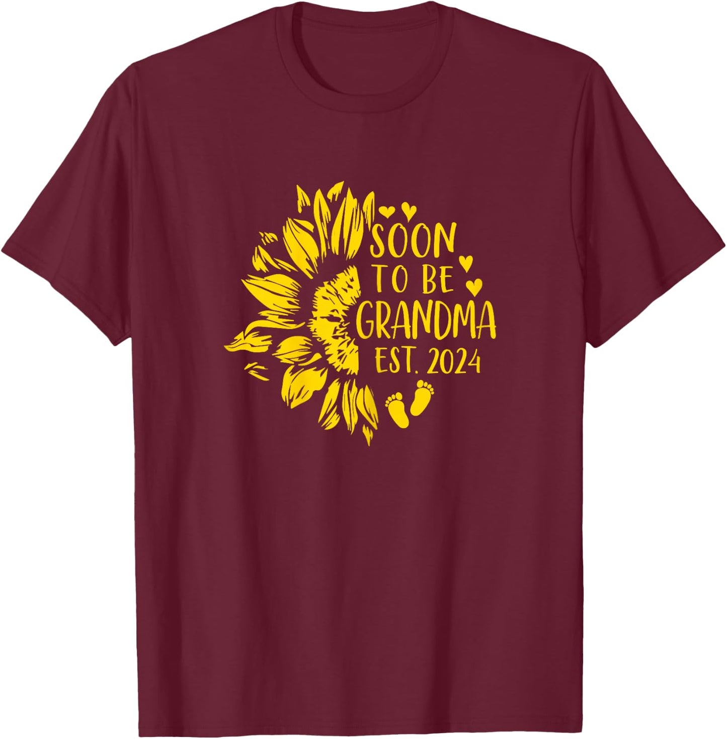 Soon To Be Grandma Est 2024 Pregnancy Announcement T-Shirt - T-Shirt | Maroon