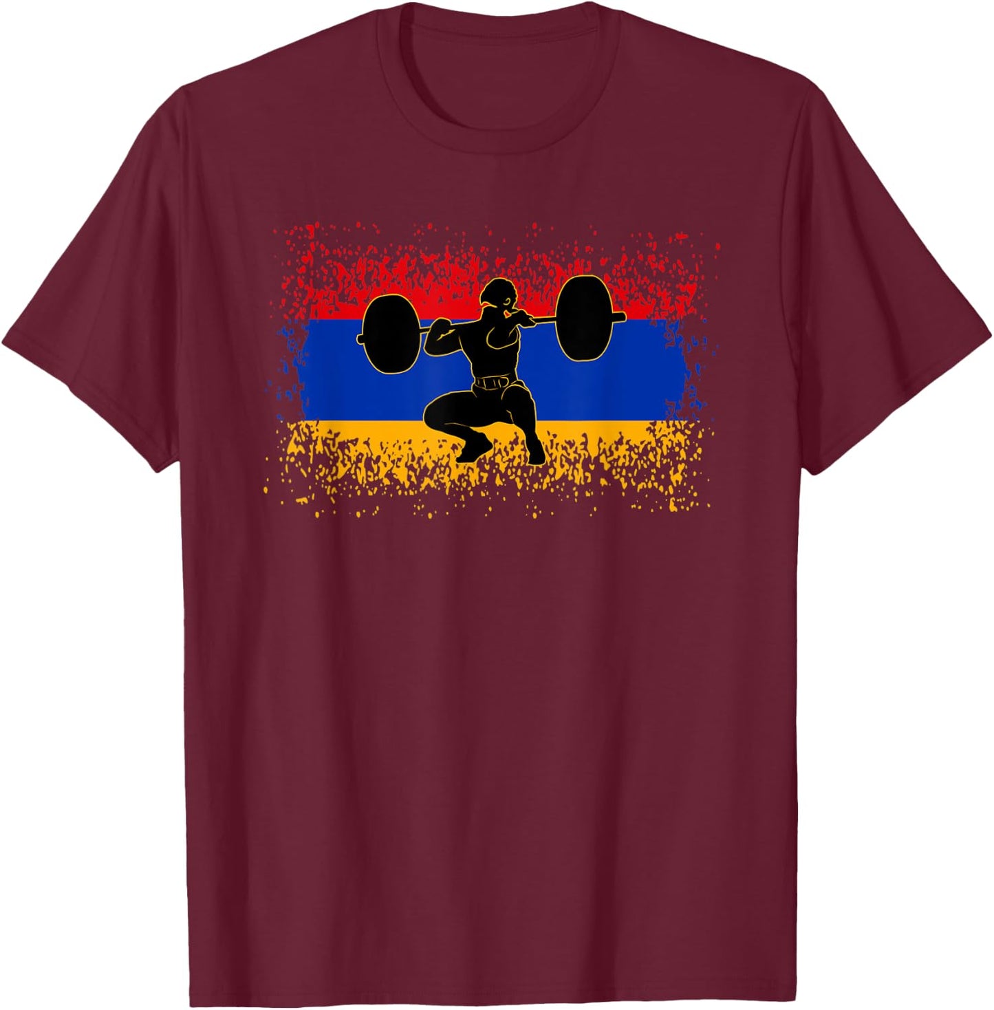 Weightlifting Men Armenia Flag Gym Competitive Workout T-Shirt - T-Shirt | Maroon