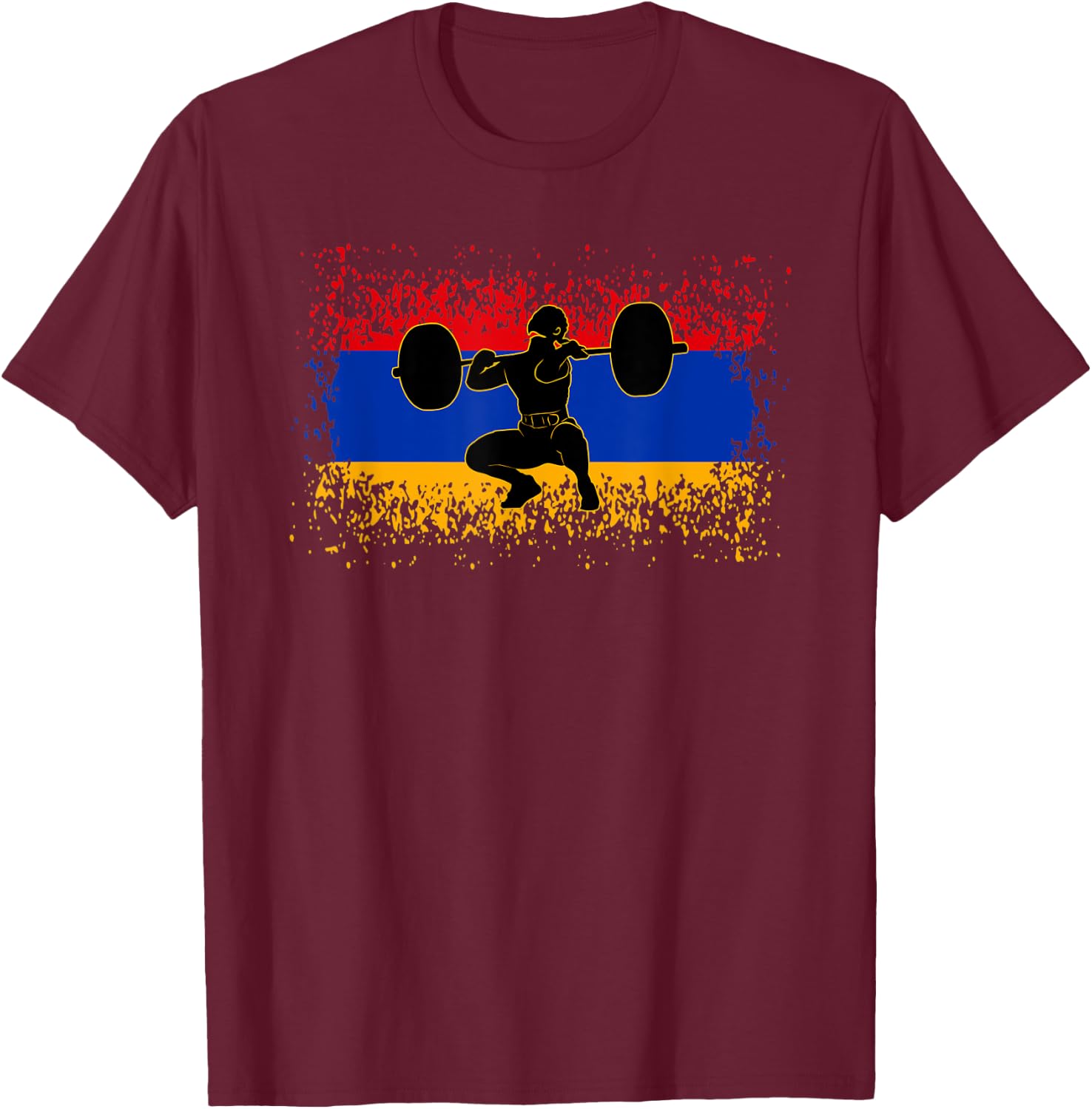 Weightlifting Men Armenia Flag Gym Competitive Workout T-Shirt - T-Shirt | Maroon