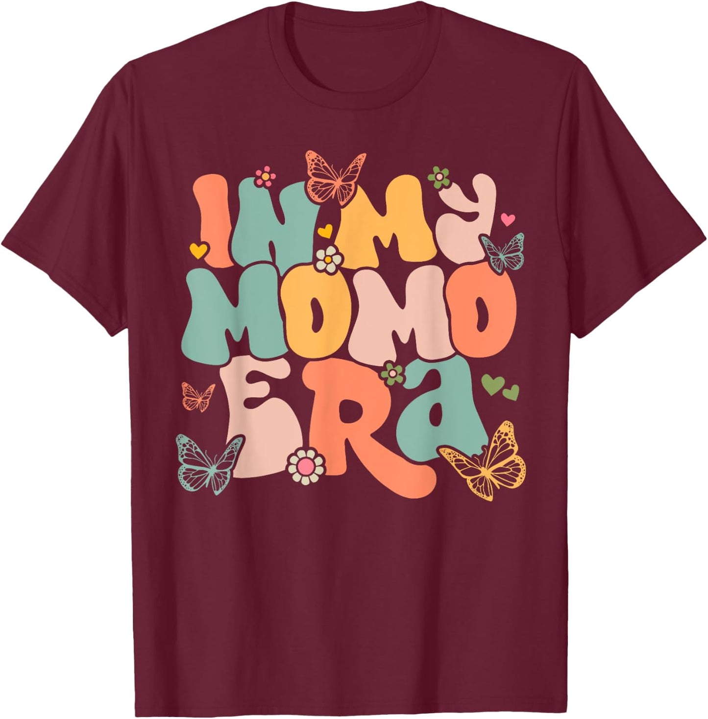 Retro Groovy In My Momo Era Mother's Day T-Shirt - T-Shirt | Maroon