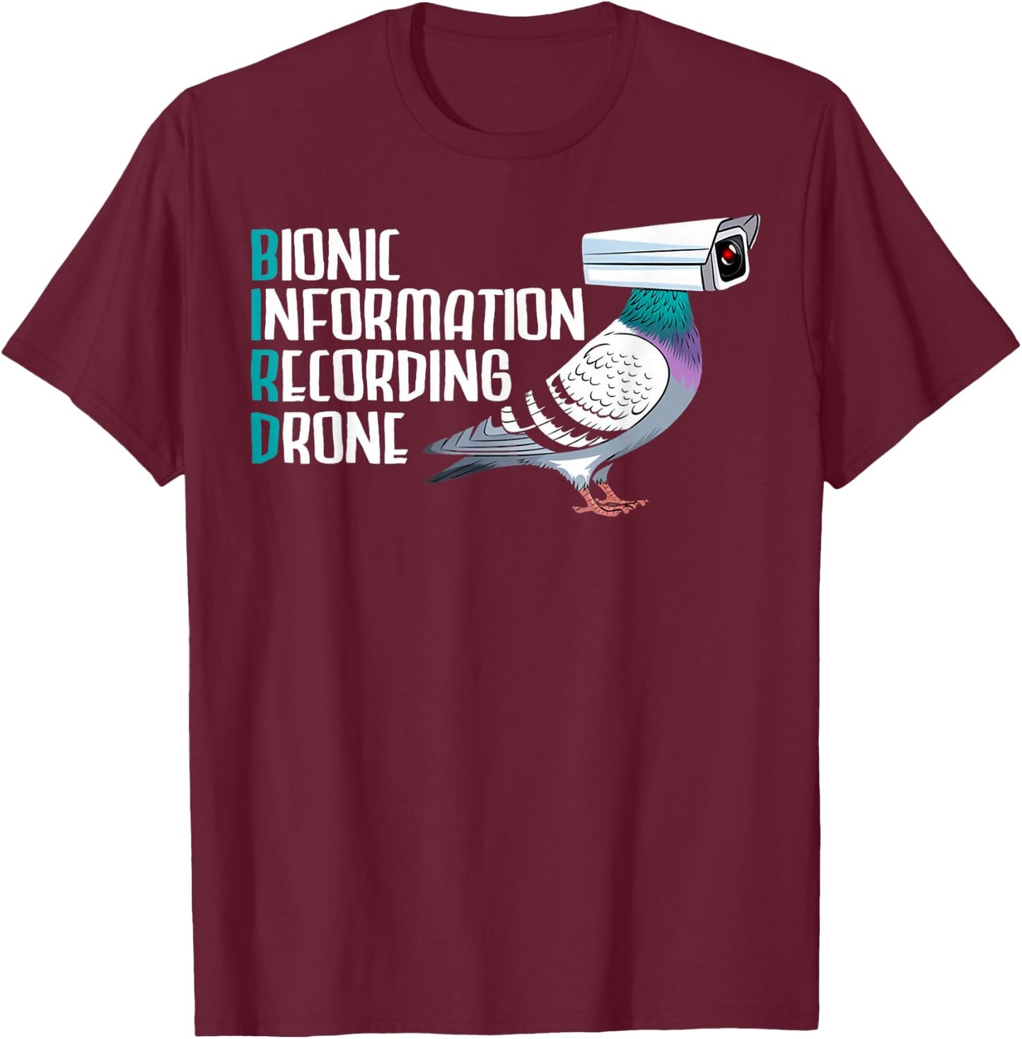 Recording Flight Drone Recording Surveillance Bird Drone T-Shirt - T-Shirt | Maroon