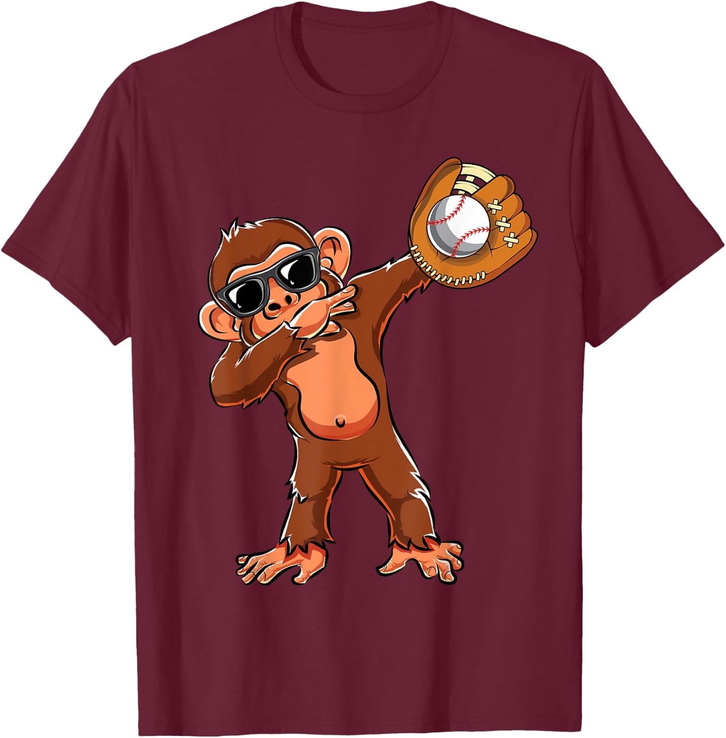 Cute Dabbing Monkey Lovers Dab Baseball Girls Boys Gifts T-Shirt - T-Shirt | Maroon