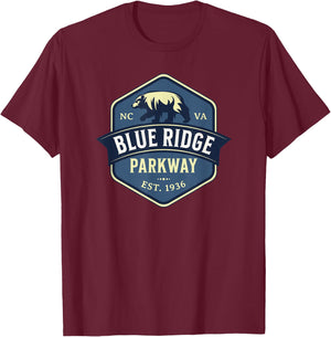 Blue Ridge Parkway Est 1936 Bear Design T-Shirt - T-Shirt | Maroon