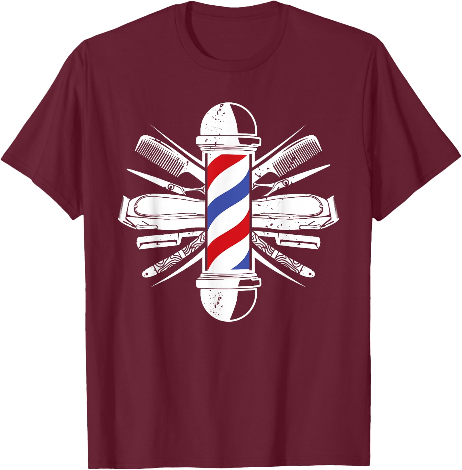 Funny Barber Design Men Dad Barbershop Hairdresser Stylist T-Shirt - T-Shirt | Maroon
