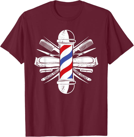 Funny Barber Design Men Dad Barbershop Hairdresser Stylist T-Shirt - T-Shirt | Maroon