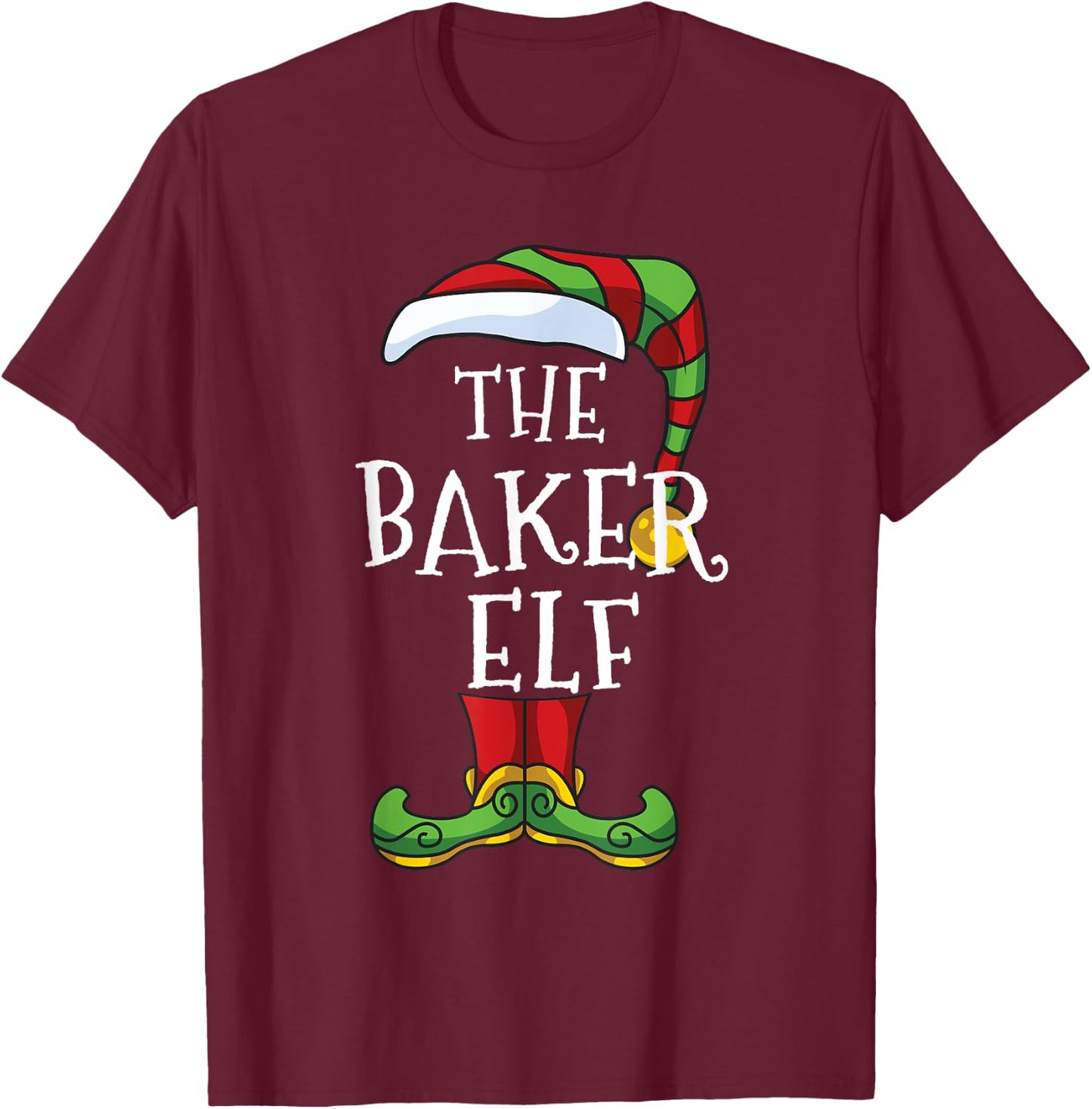 Baker Elf Family Matching Christmas Funny Baking T-Shirt - T-Shirt | Maroon