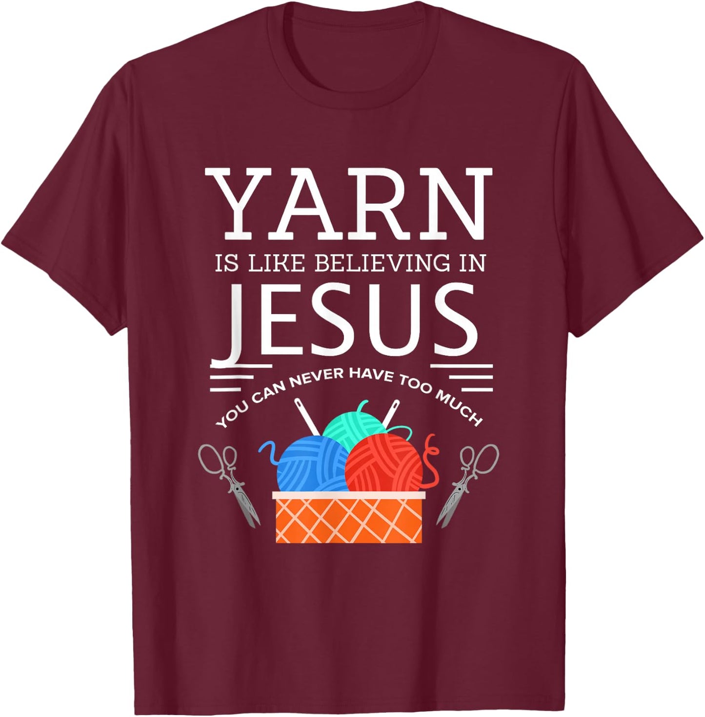 Sewing Jesus Shirt Quilting Yarn Needle Christian T-Shirt - T-Shirt | Maroon