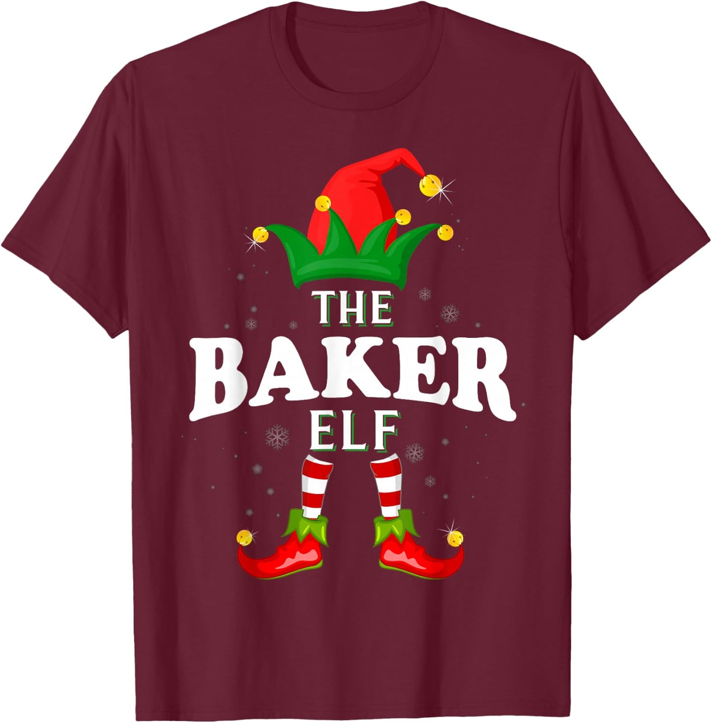 Xmas Baker Elf Family Matching Christmas Pajama T-Shirt - T-Shirt | Maroon
