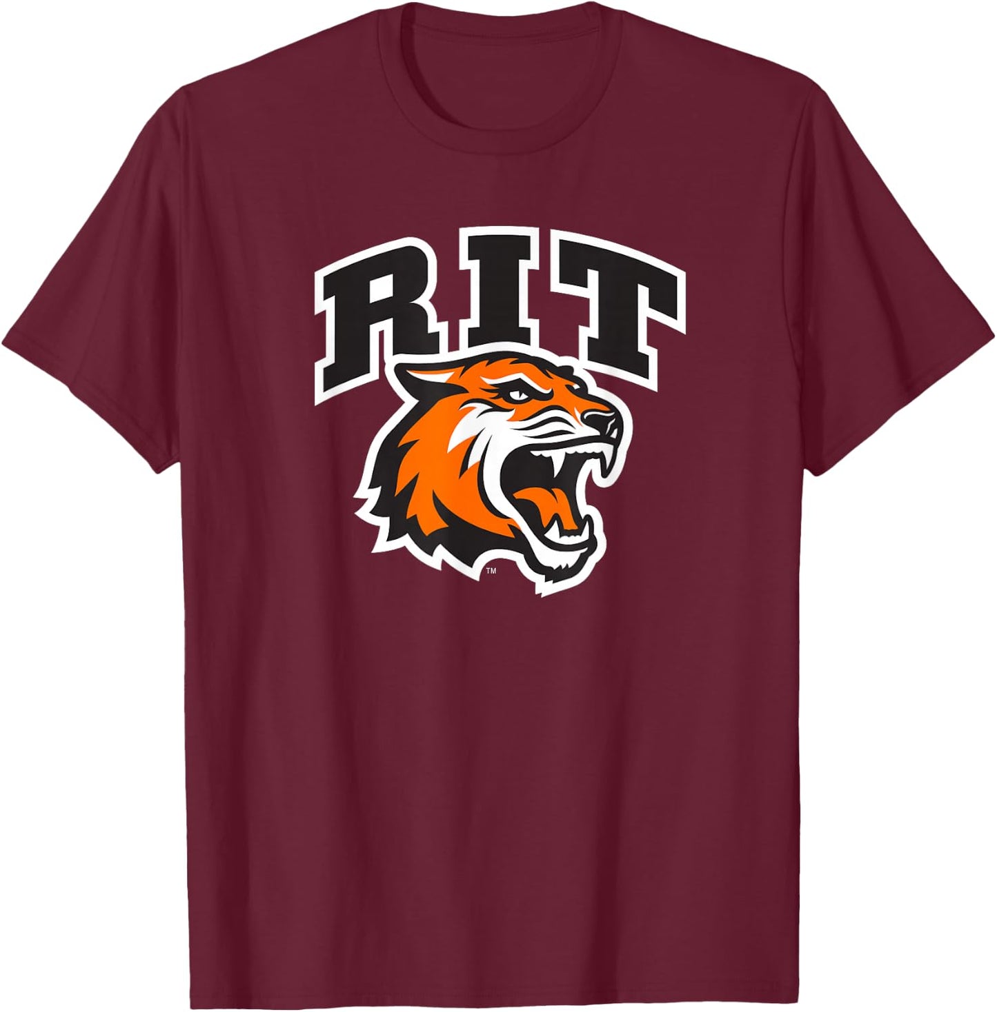 Rochester Institute of Technology RIT Tiger Stacked Logo T-Shirt - T-Shirt | Maroon