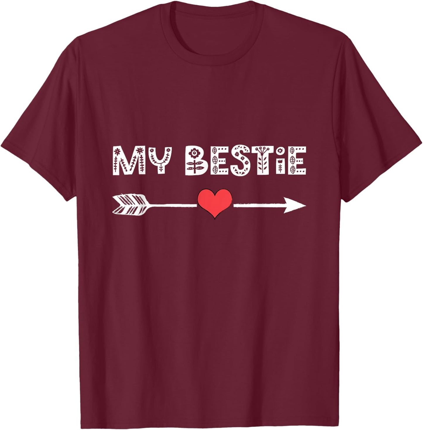 Besties Best Friend Right Arrow Heart Love Matching Outfit T-Shirt - T-Shirt | Maroon