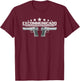 Retro 9mm Pistol Gun Gift - Excommunicado T-Shirt - T-Shirt | Maroon