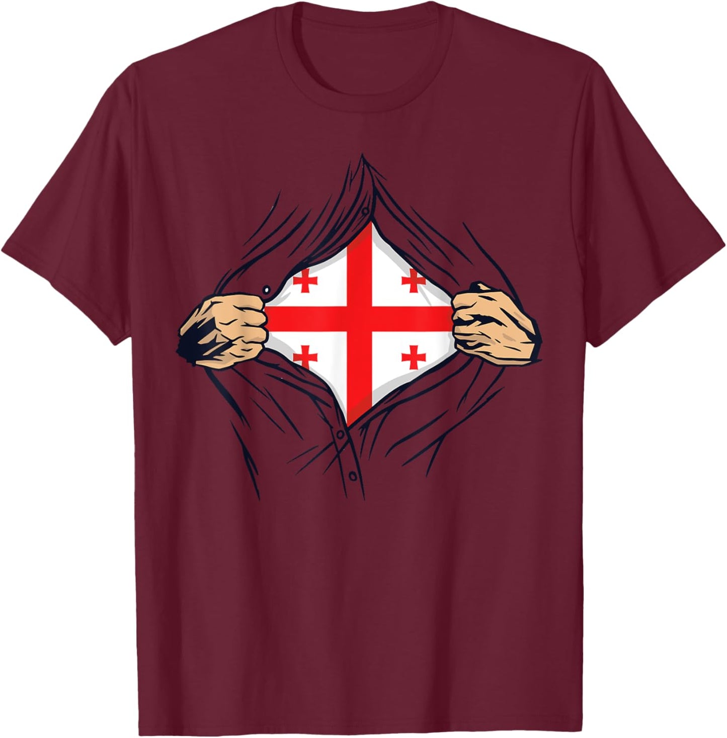 Proud Georgian Love Georgia Flag Country Home Nation T-Shirt - T-Shirt | Maroon