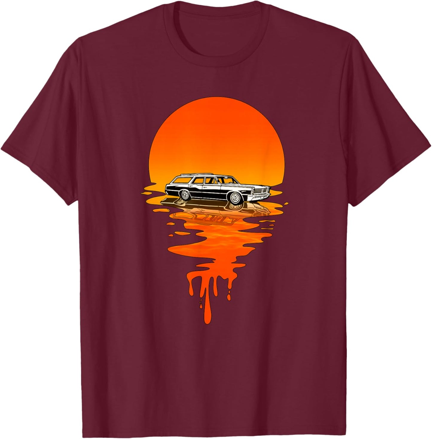 Vintage Retro Style Station Wagon T-Shirt - T-Shirt | Maroon