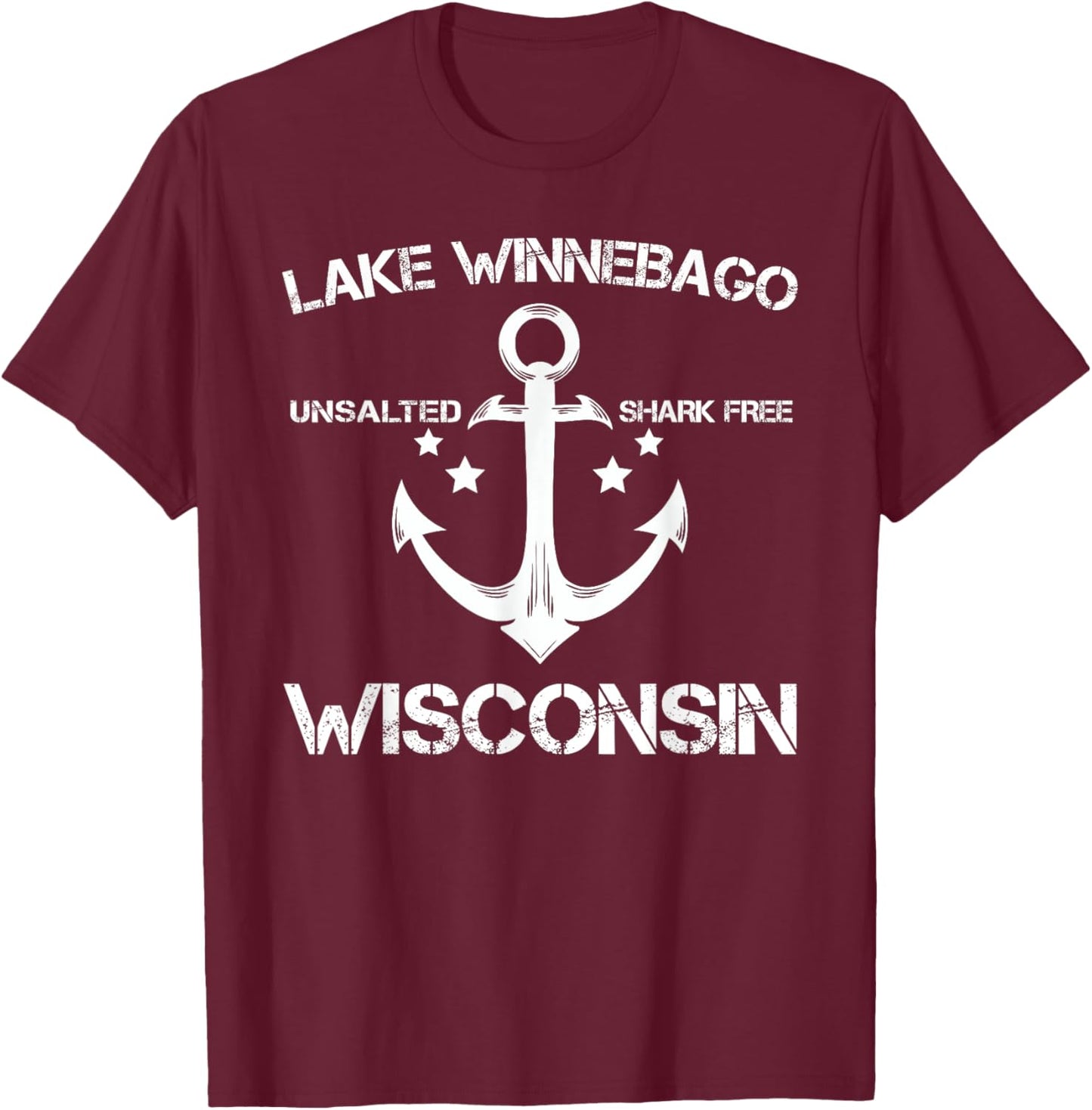 LAKE WINNEBAGO WISCONSIN Funny Fishing Camping Summer Gift T-Shirt - T-Shirt | Maroon