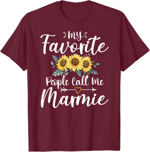 My Favorite People Call Me Marmie Funny Floral Mother's Day T-Shirt - T-Shirt | Maroon