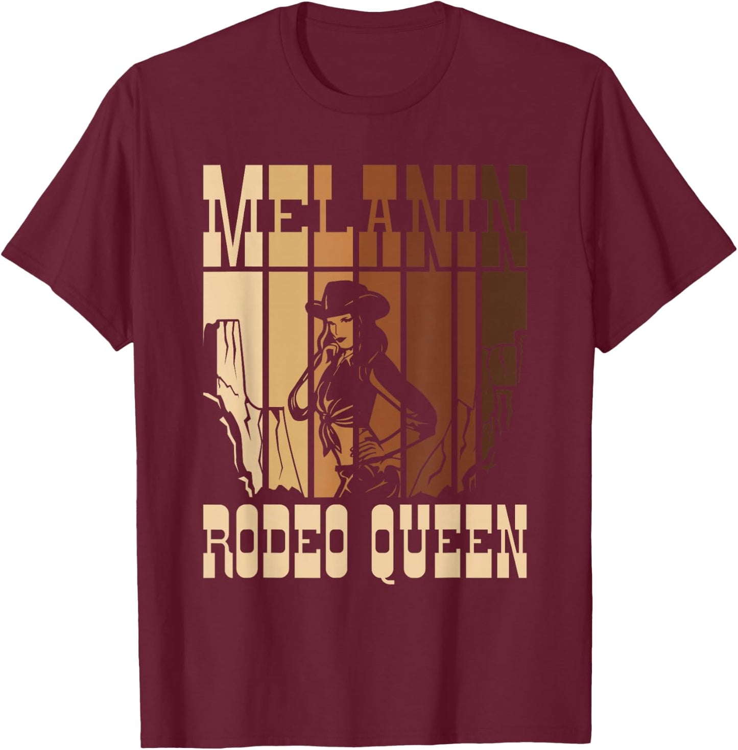 Melanin Rodeo Queen Country African American Cowgirl T-Shirt - T-Shirt | Maroon