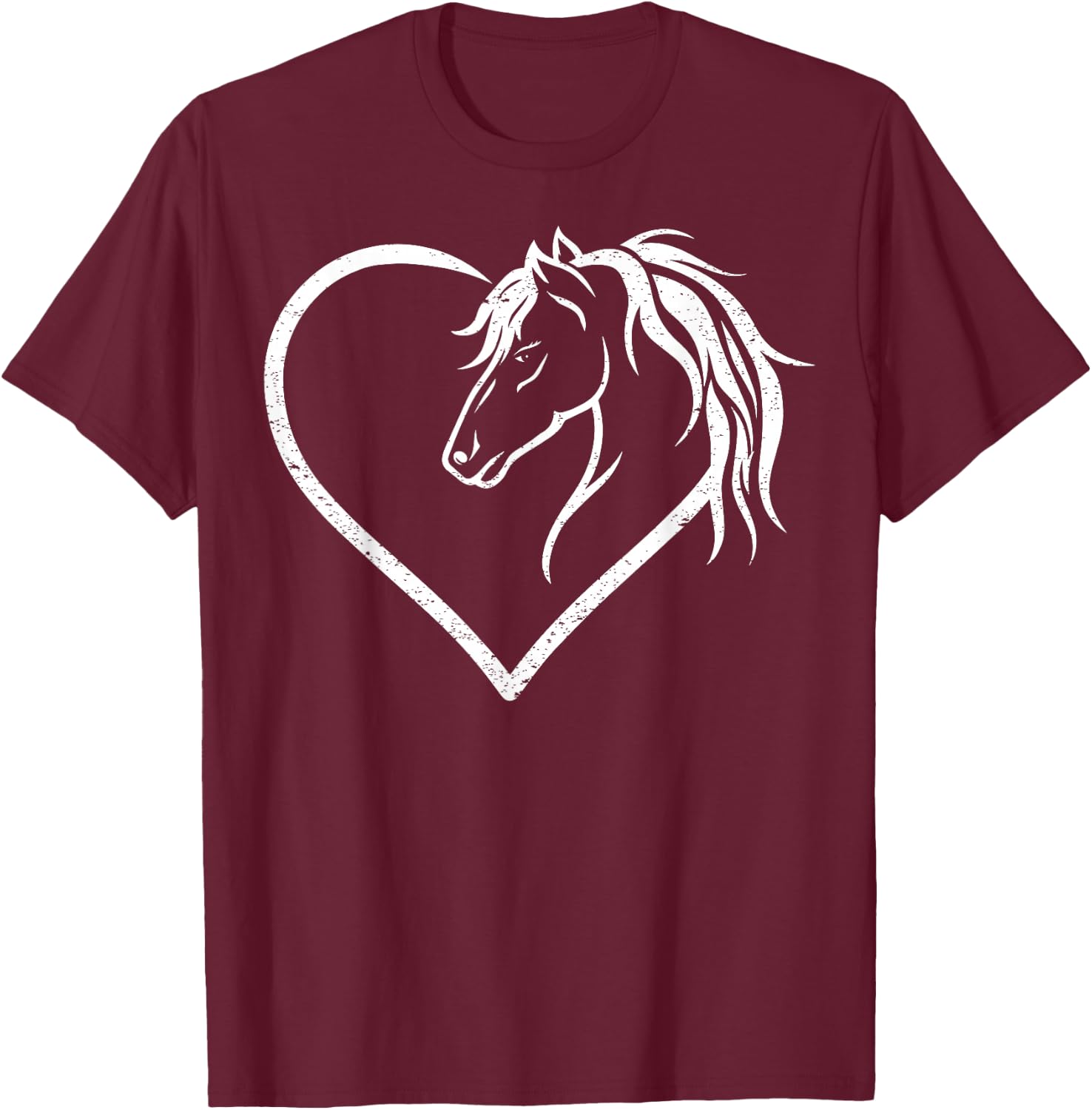 Horse Head with a Heart - Riding Horse Small T-Shirt - T-Shirt | Maroon