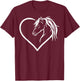 Horse Head with a Heart - Riding Horse Small T-Shirt - T-Shirt | Maroon
