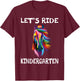 Let's Ride Kindergarten 1st Day Horse Back To School Girls T-Shirt - T-Shirt | Maroon