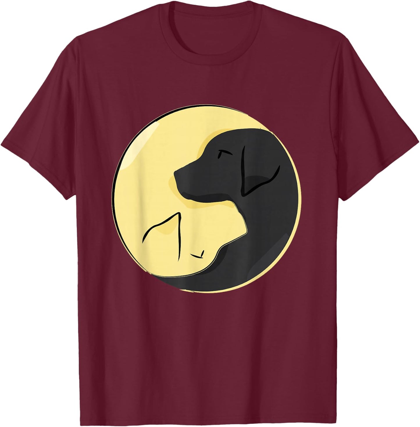 Labrador Yin Yang | Cute Yellow and Black Lab Shirt T-Shirt - T-Shirt | Maroon