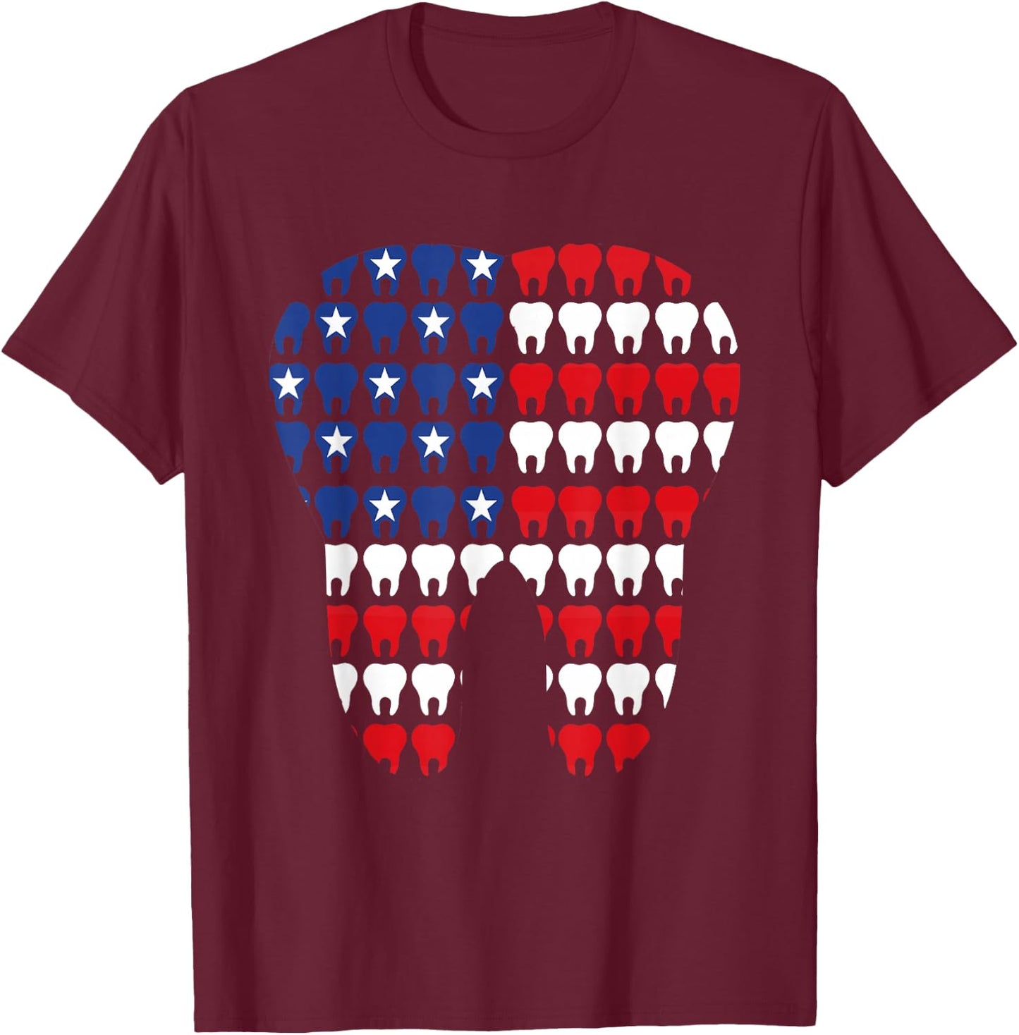 Happy 4th July American Dental Squad Dental Assistant T-Shirt - T-Shirt | Maroon