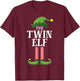 Twin Elf Matching Family Group Funny Christmas Party Pyjamas T-Shirt - T-Shirt | Maroon
