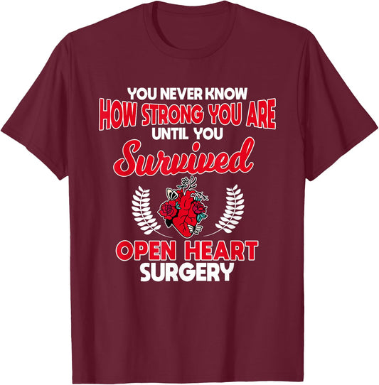 Open Heart Surgery Coronary Bypass Artery Stent Survivor T-Shirt - T-Shirt | Maroon