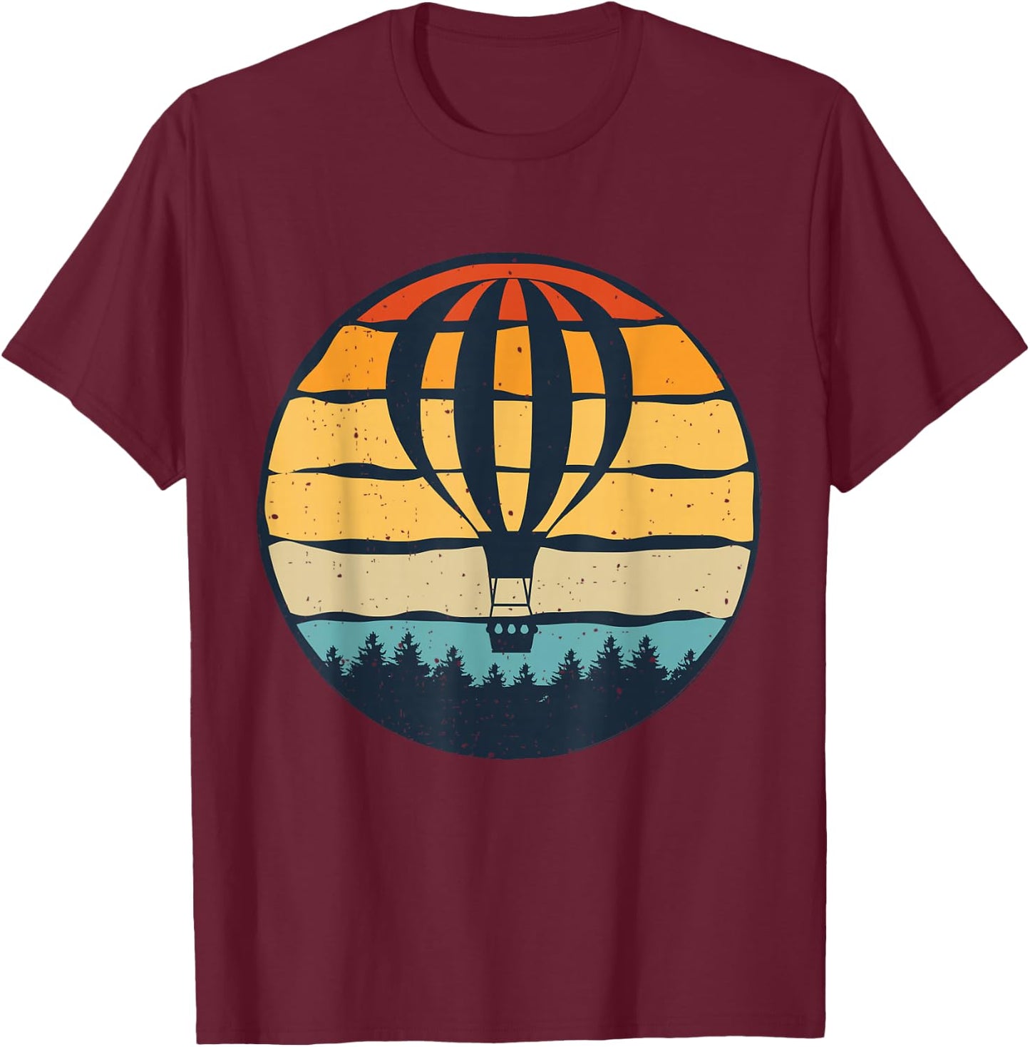Vintage Hot Air Balloon And Ballooning Design Sky Adventure T-Shirt - T-Shirt | Maroon