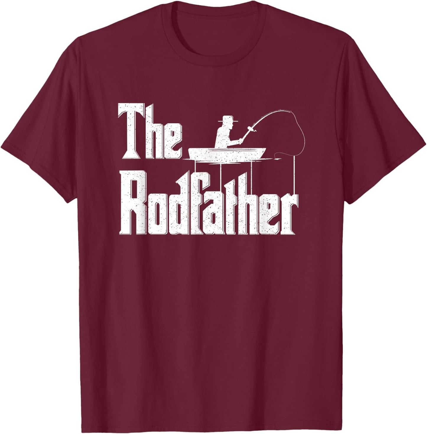 The Rodfather | Funny Fishing Dad Gift T-Shirt - T-Shirt | Maroon
