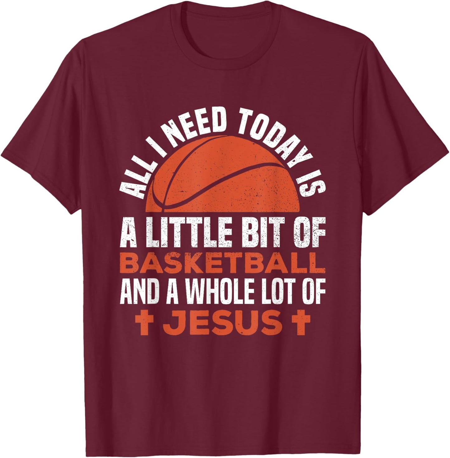 Basketball and Jesus Religious Christian T-Shirt - T-Shirt | Maroon