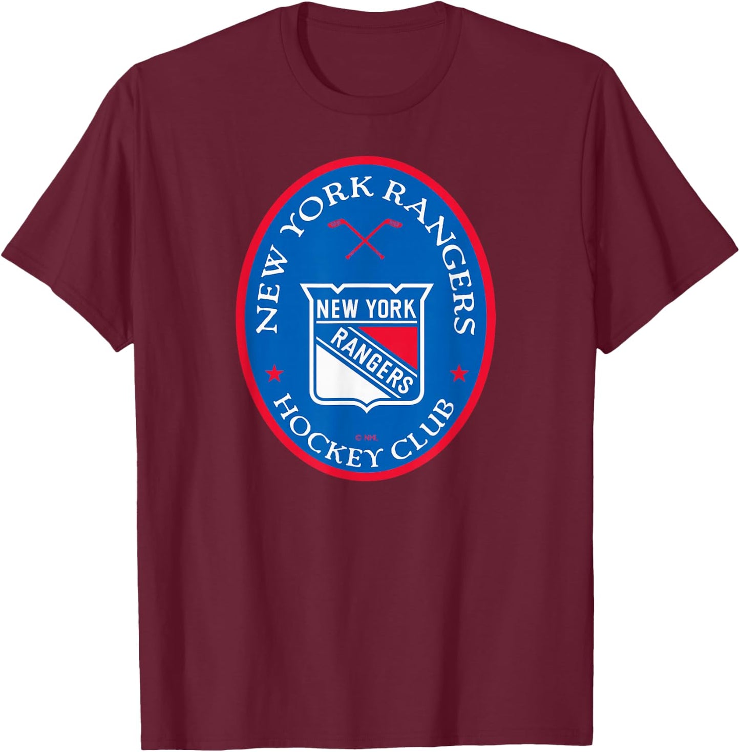 New York Rangers Iconic Black Officially Licensed T-Shirt - T-Shirt | Maroon