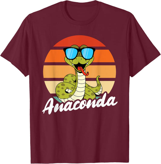 Cute Anaconda Sunglasses T-Shirt - T-Shirt | Maroon
