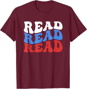 Read Read Reading Across That America Reading Lover Teacher T-Shirt - T-Shirt | Maroon