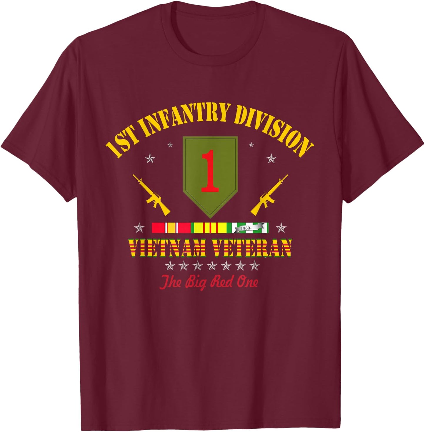US Army 1st Infantry Division Vietnam Veteran Gift T-Shirt - T-Shirt | Maroon