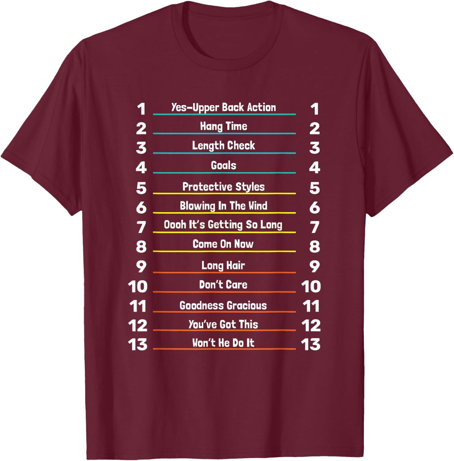 Track Your Long Natural Hair Length Check T-Shirt - T-Shirt | Maroon