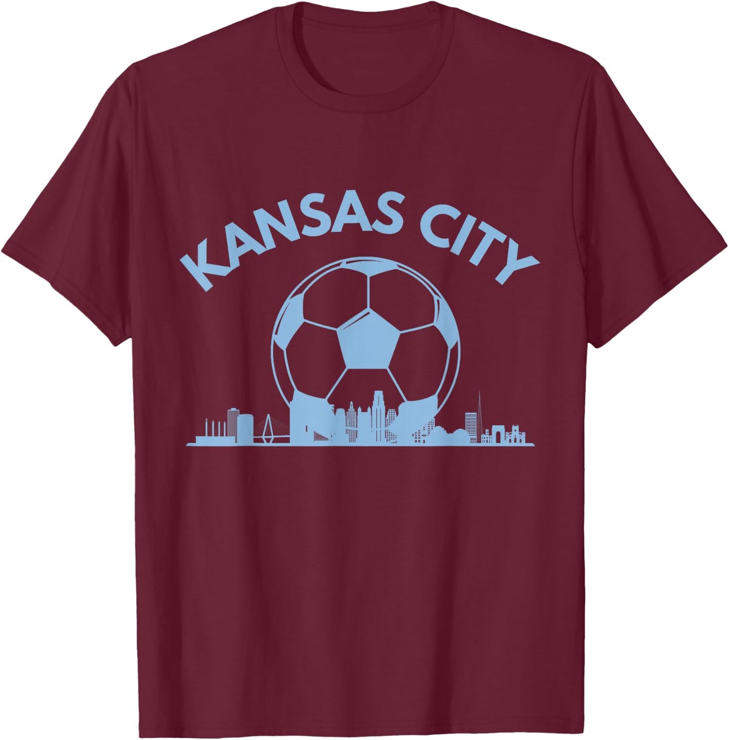 Kansas City Soccer & Skyline T-Shirt - T-Shirt | Maroon