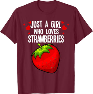 Funny Strawberry Girl Art Kids Strawberries Lovers T-Shirt - T-Shirt | Maroon