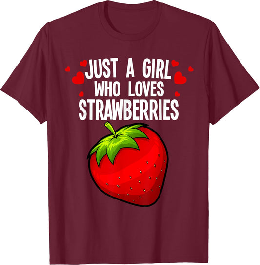 Funny Strawberry Girl Art Kids Strawberries Lovers T-Shirt - T-Shirt | Maroon
