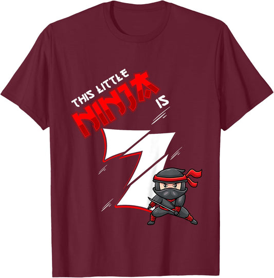 Kids 7th Birthday For Boy 7 Years Old Ninja T-Shirt - T-Shirt | Maroon
