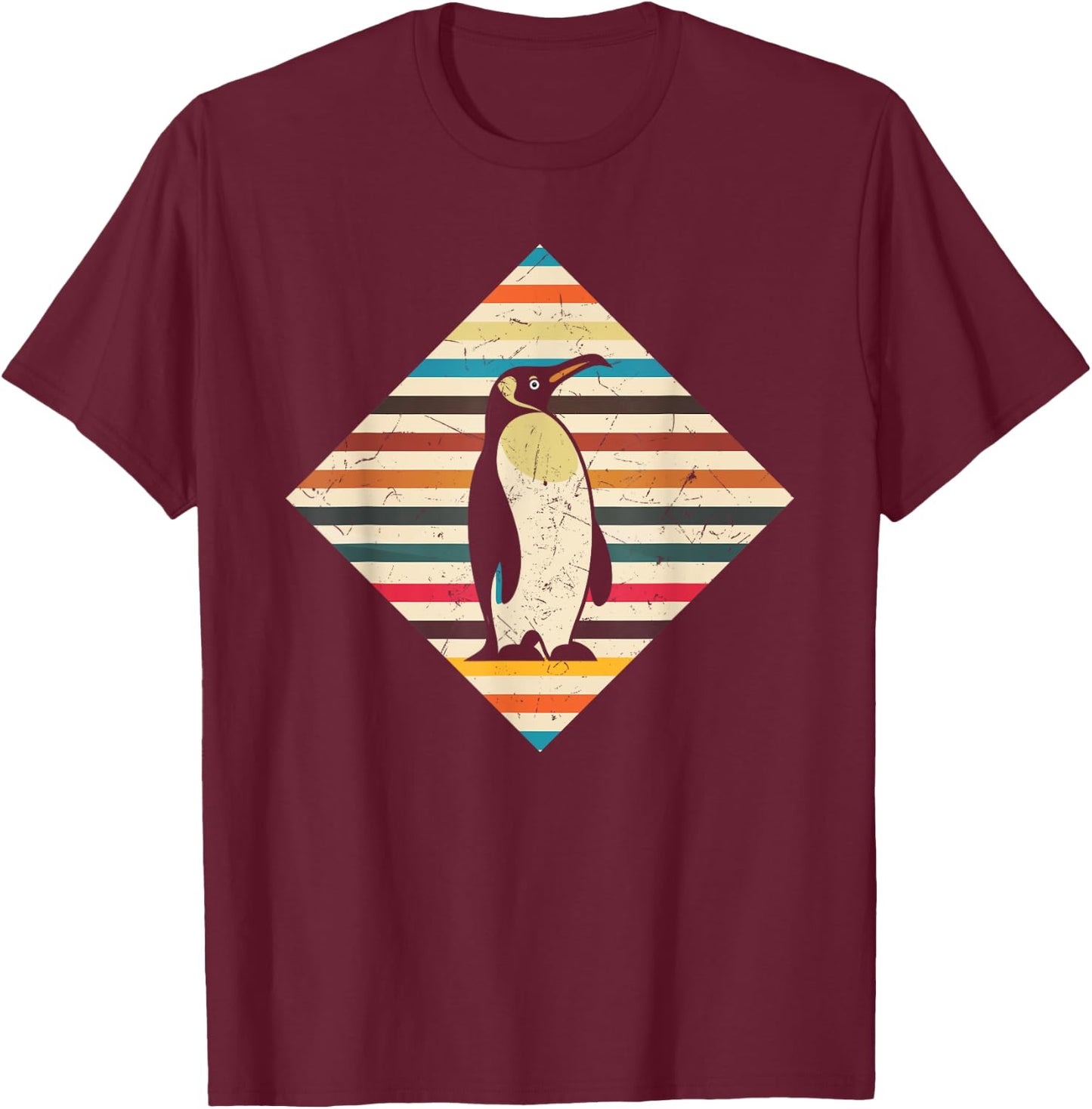 Vintage 80s & 90s Retro Style Penguin T-Shirt - T-Shirt | Maroon