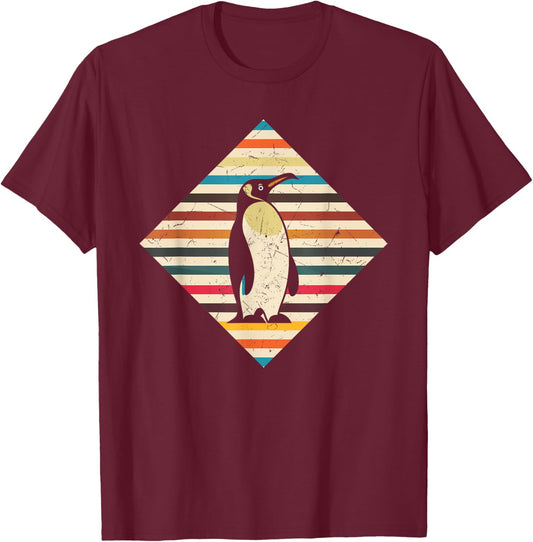 Vintage 80s & 90s Retro Style Penguin T-Shirt - T-Shirt | Maroon