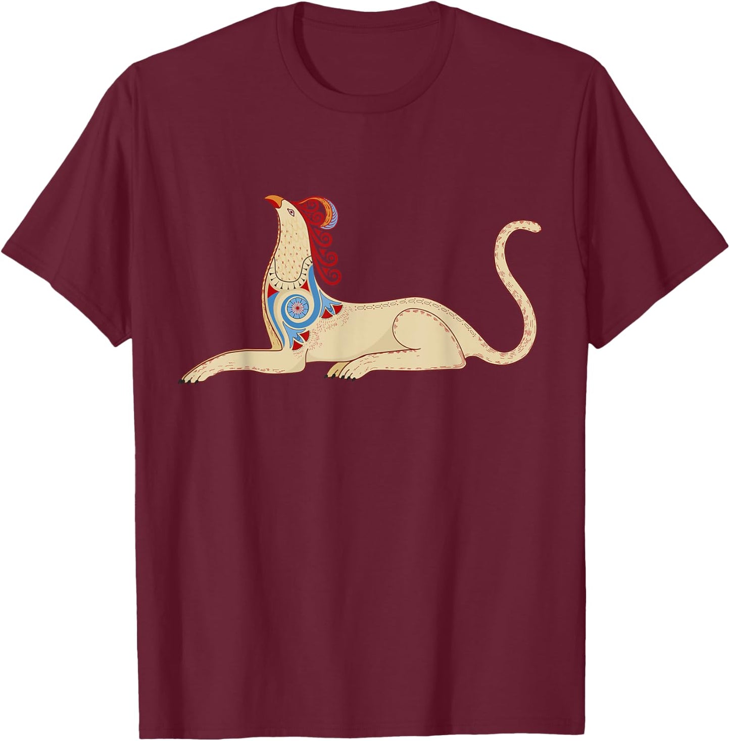 Minoan Griffin from the Knossos Throne Room Fresco T-Shirt - T-Shirt | Maroon