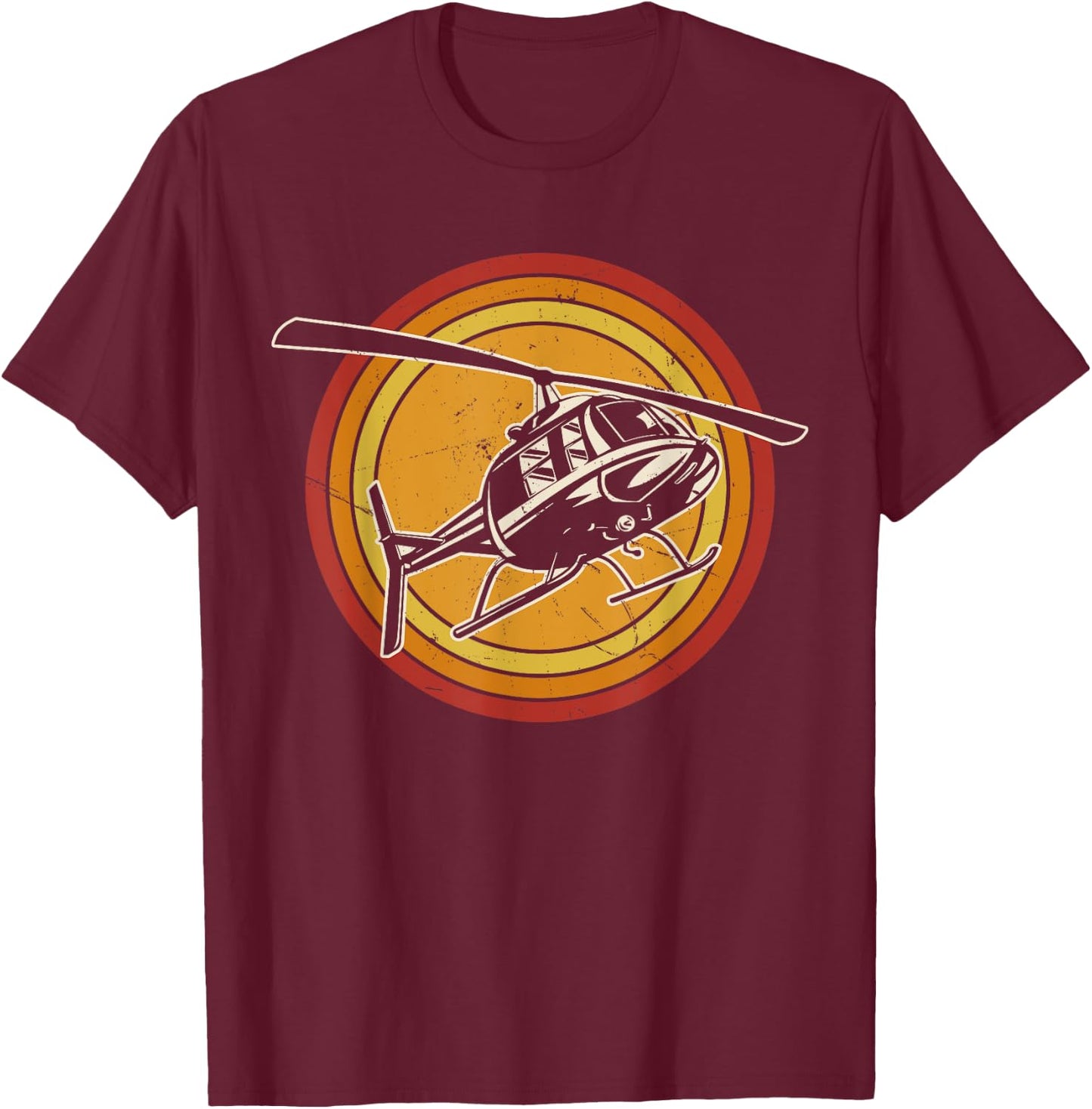 Helicopter Vintage T-Shirt - T-Shirt | Maroon