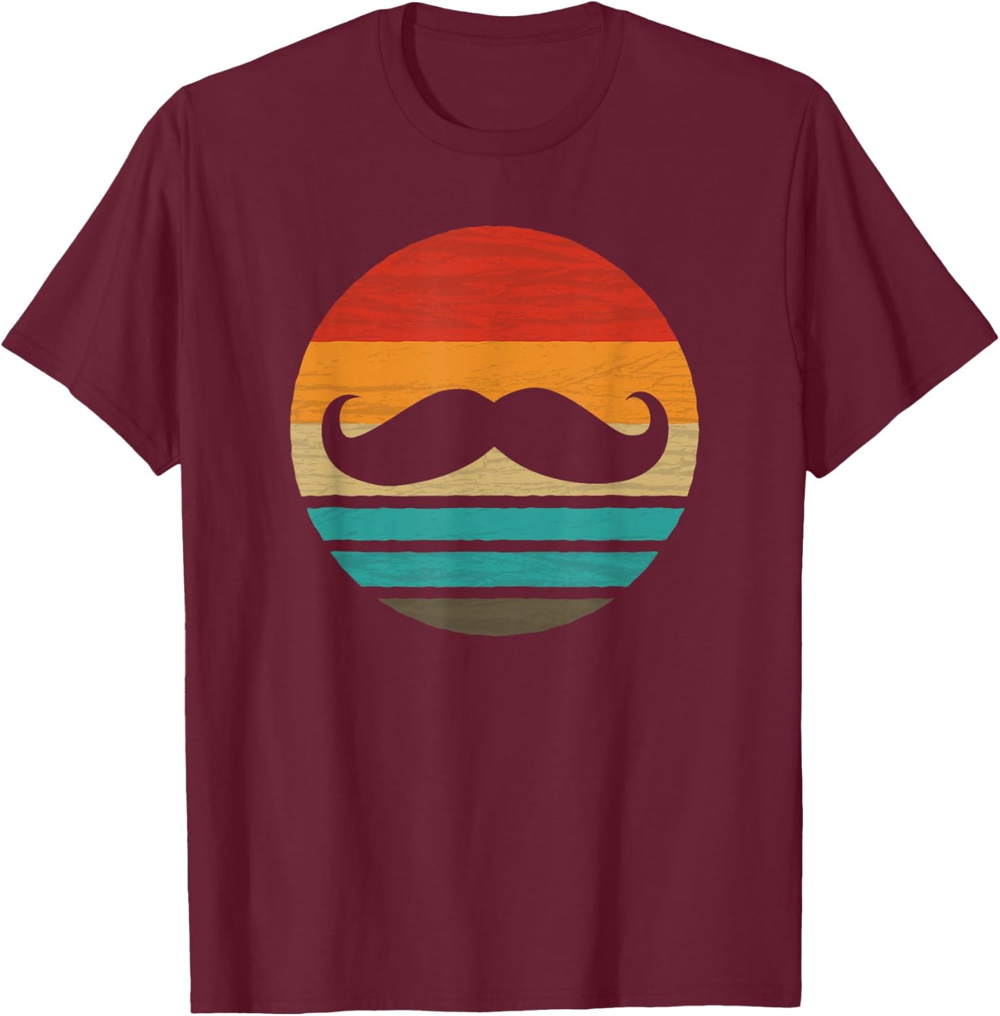 Mustache Retro Style Vintage T-Shirt - T-Shirt | Maroon