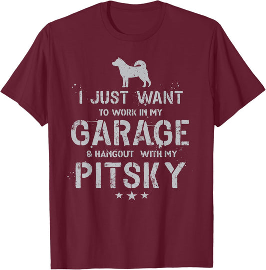 Funny Pitsky Dad Garage Men Hang T-Shirt - T-Shirt | Maroon