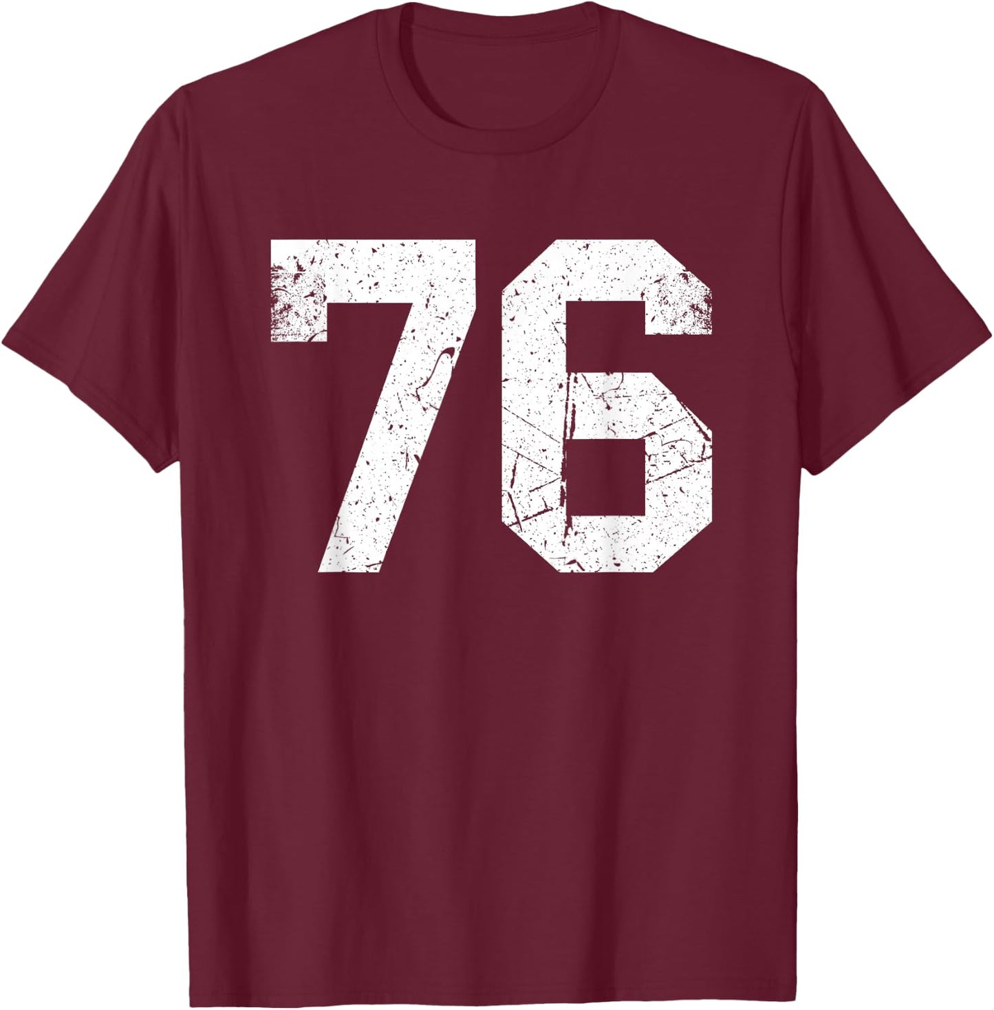 Vintage Sports Team Number #76 T-Shirt - T-Shirt | Maroon
