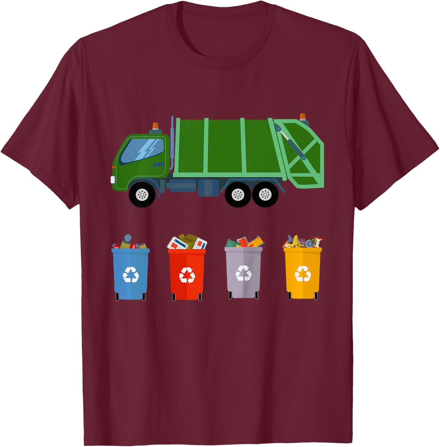 Recycling Trash Dump Truck Pajamas for Kids T-Shirt - T-Shirt | Maroon