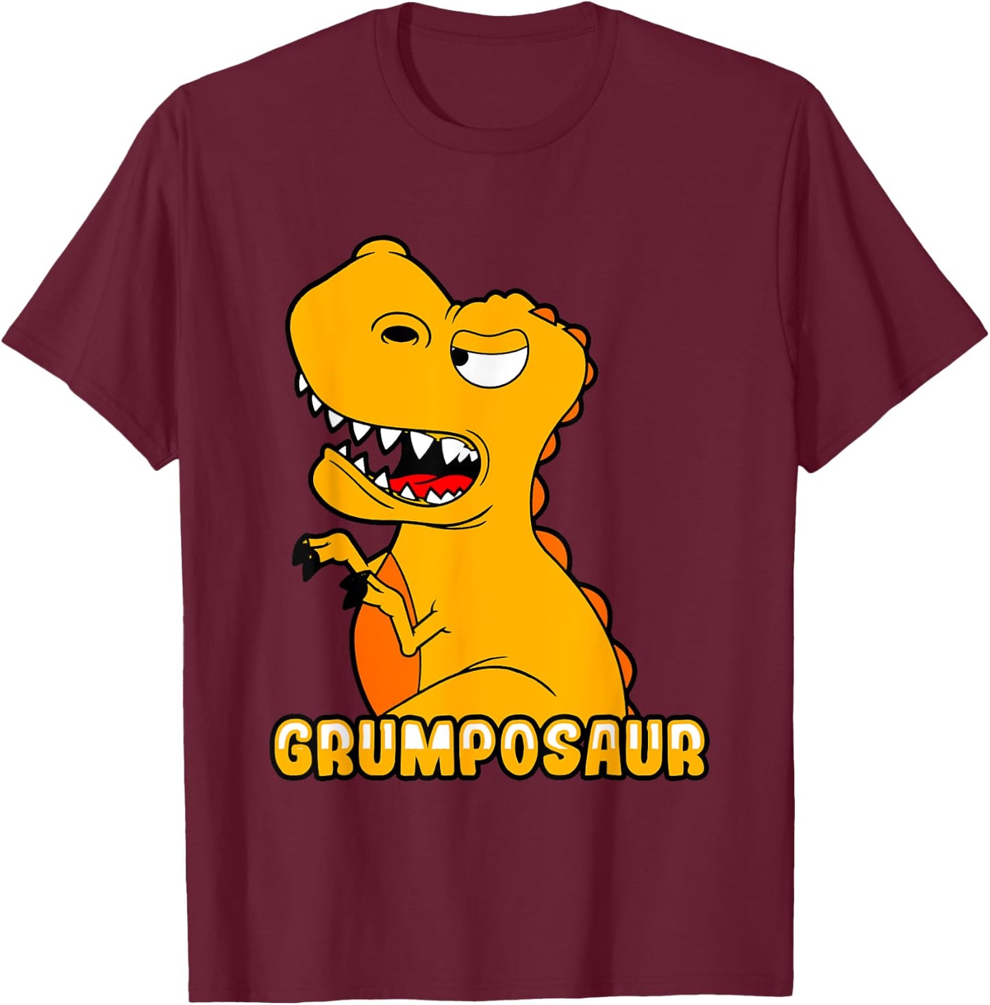 Grumpy Grumpo Dino fr Junge, Mdchen, Mann & Frau -Adults & Kids Black Short Sleeve Classic Fit Dinosaur-themed T-Shirt - T-Shirt | Maroon