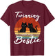 Twinning With My Bestie Friendship Retro Sunset Cat lover T-Shirt - T-Shirt | Maroon